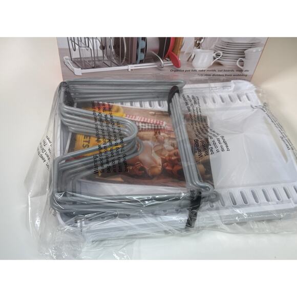 Everie New Kitchen Organizer Adjustable Bakeware Rack, White & Gray, 81-22 - Picture 5 of 8